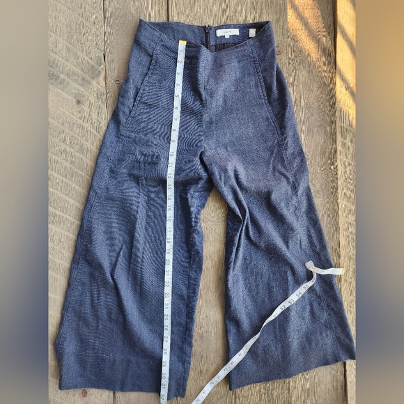 Vince Vintage Style Wide-Leg 63% Linen Blue Jean Pants - Picture 3 of 7